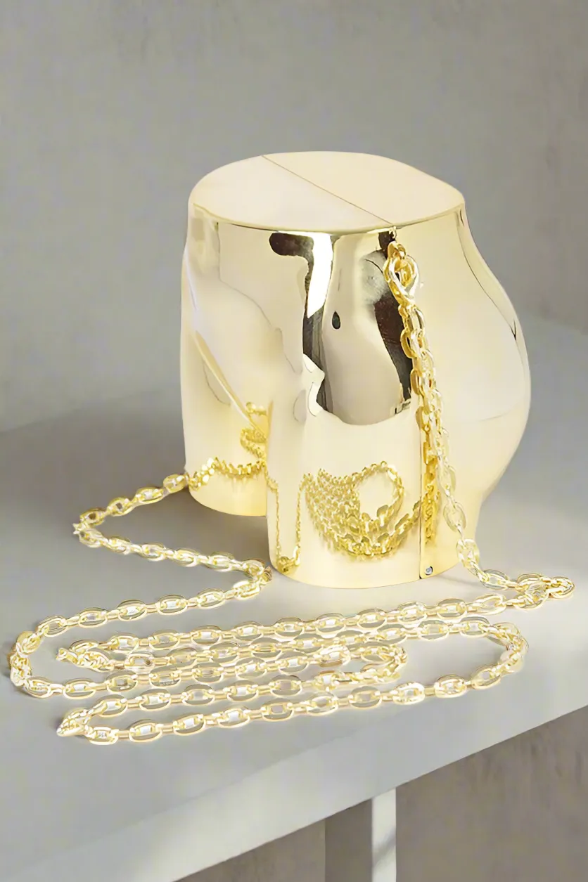 Novelty Butt Shape Convertible Metallic Clutch Crossbody Swing Shoulder Bag