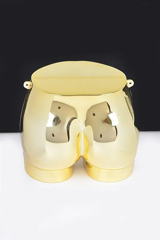Novelty Butt Shape Convertible Metallic Clutch Crossbody Swing Shoulder Bag