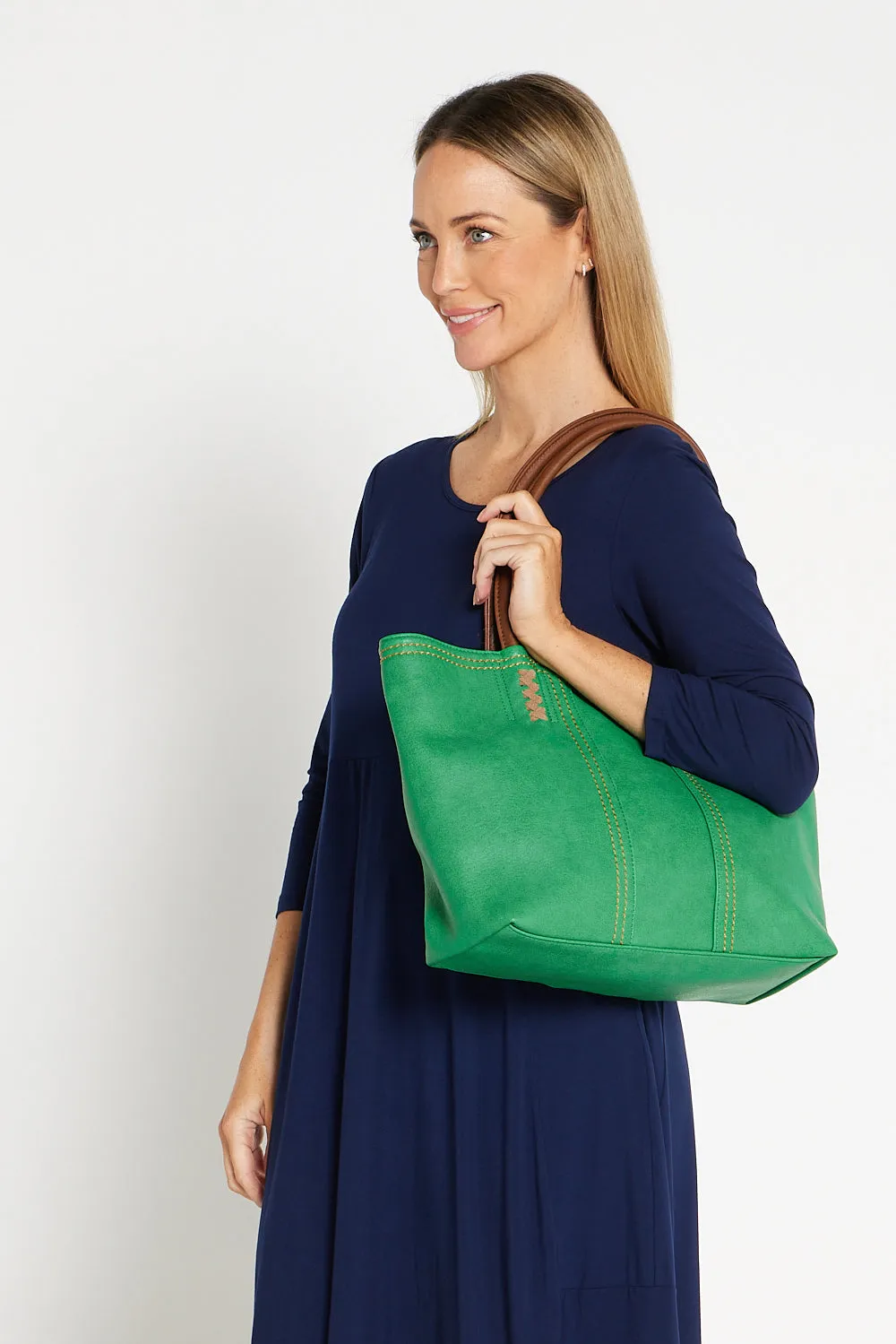 Odina Tote Bag & Clutch - Green