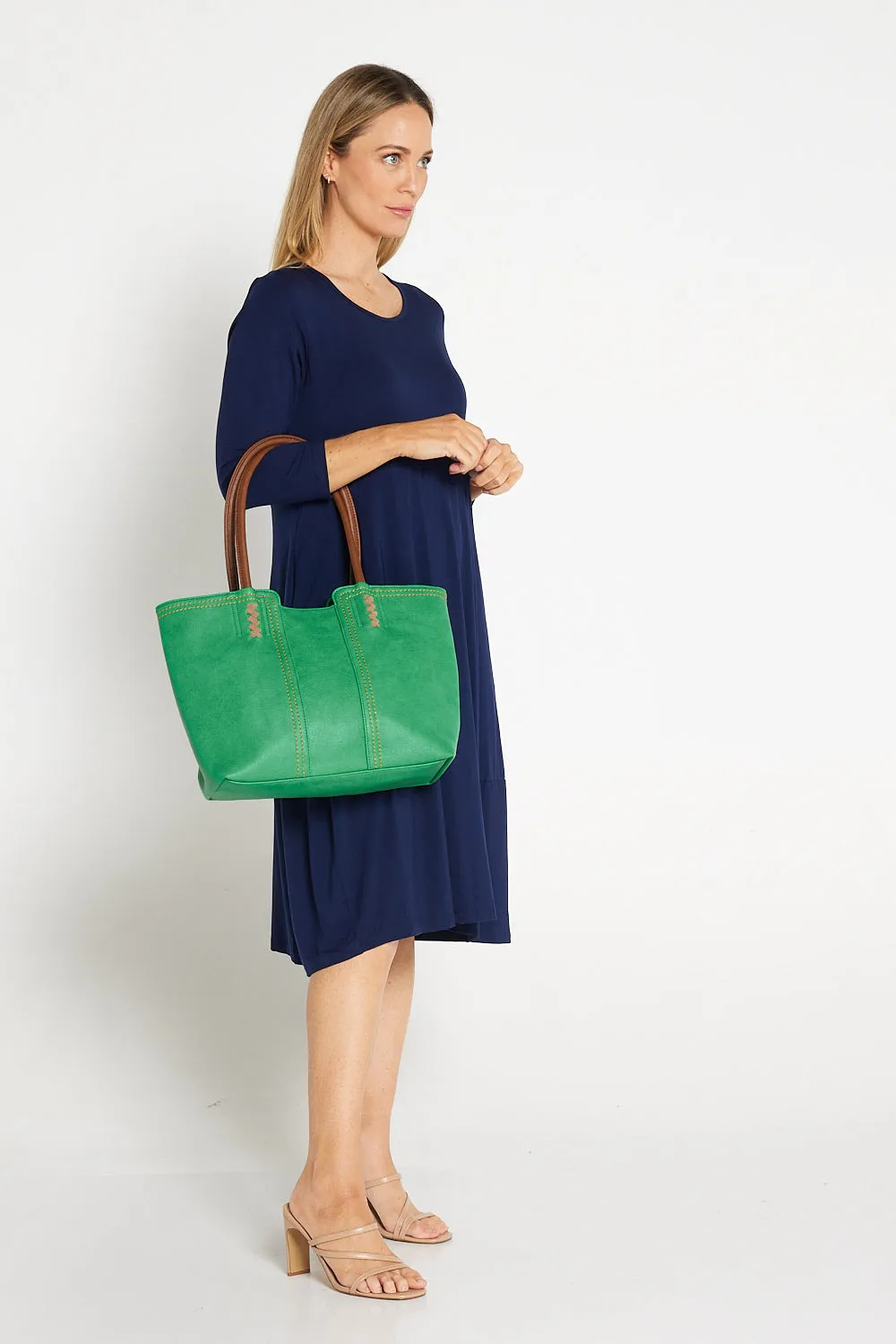 Odina Tote Bag & Clutch - Green