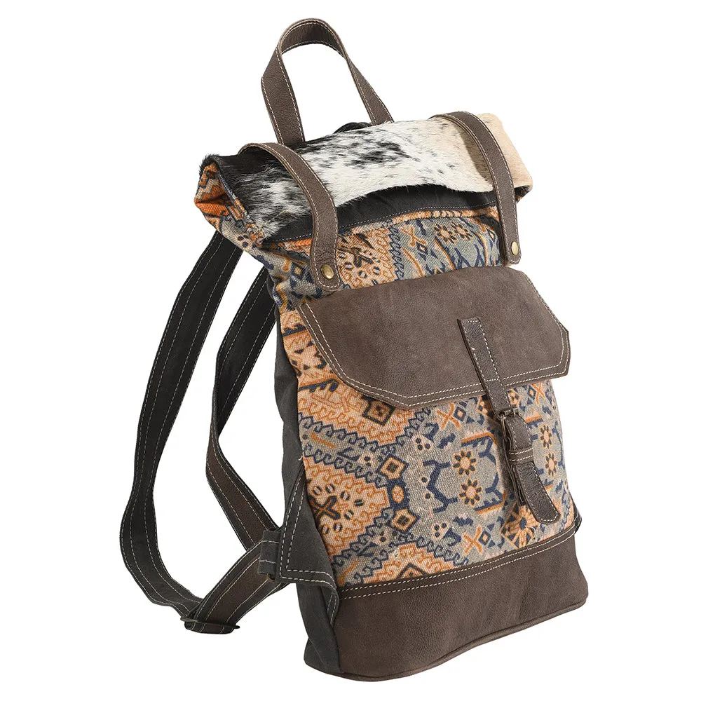 OHLAY KB166 Backpack Upcycled Canvas Hair-On Genuine Leather women bag western handbag purse