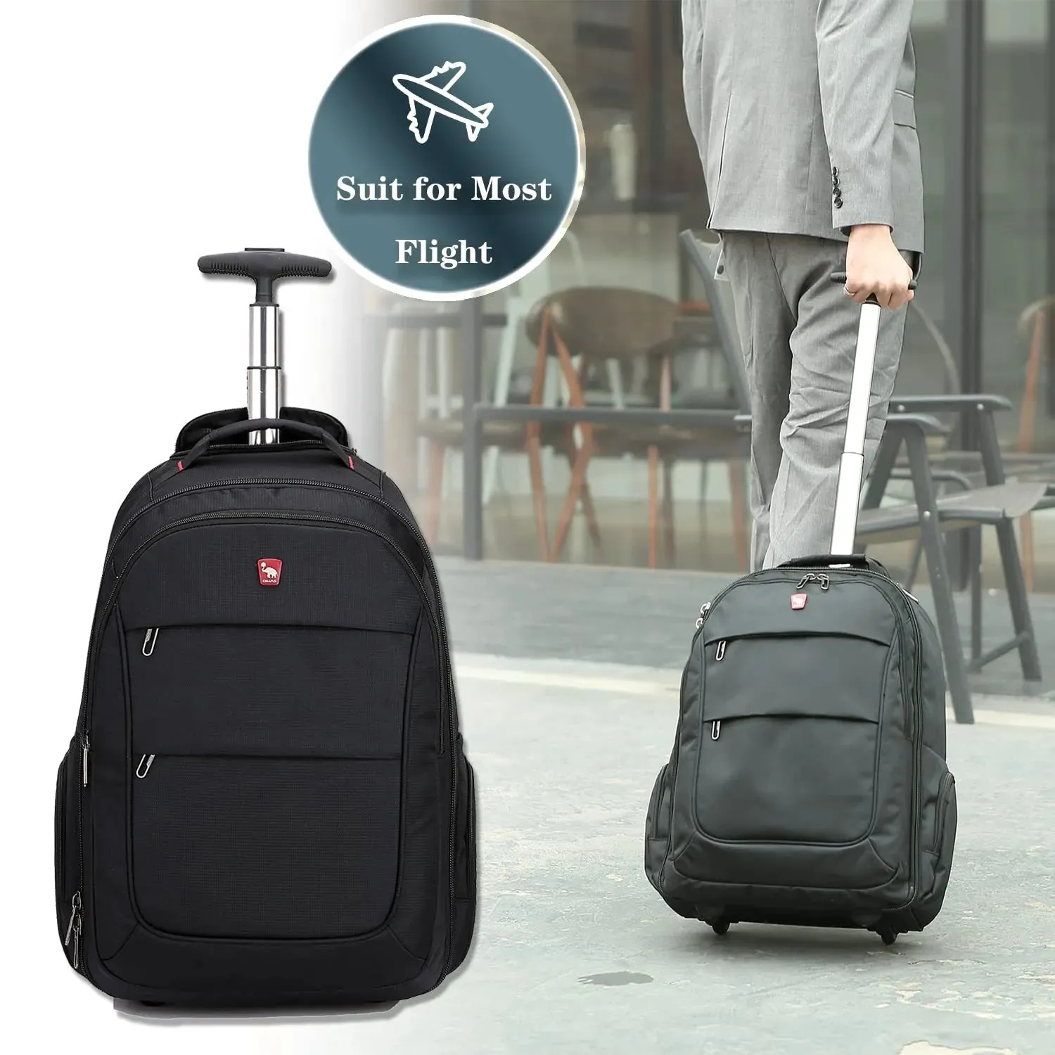 OIWAS travel bag with wheels | 15.6 inch laptop bag | 55x40x20 hand luggage backpack |backpack trolley simple hand luggage for business travel and vacation