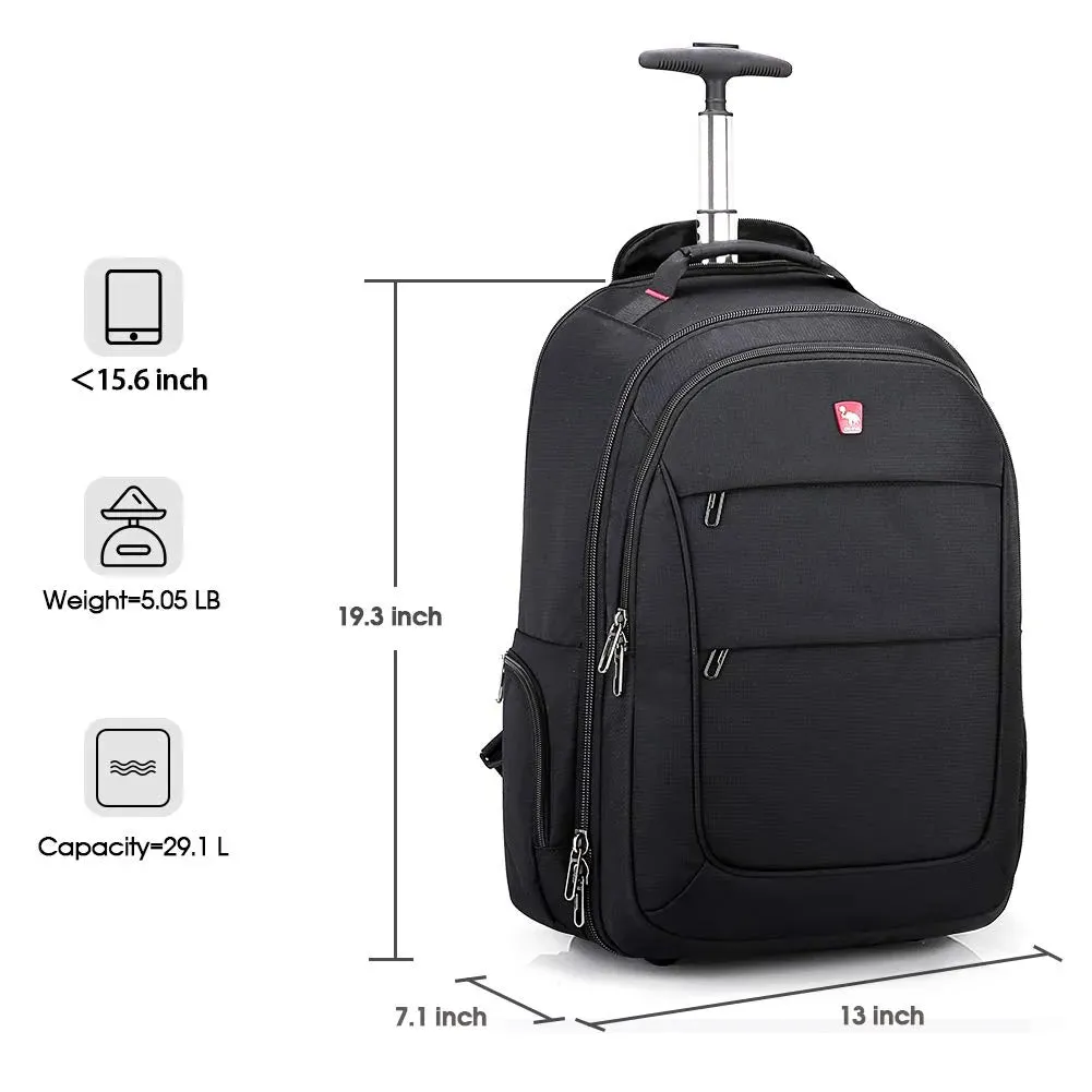 OIWAS travel bag with wheels | 15.6 inch laptop bag | 55x40x20 hand luggage backpack |backpack trolley simple hand luggage for business travel and vacation