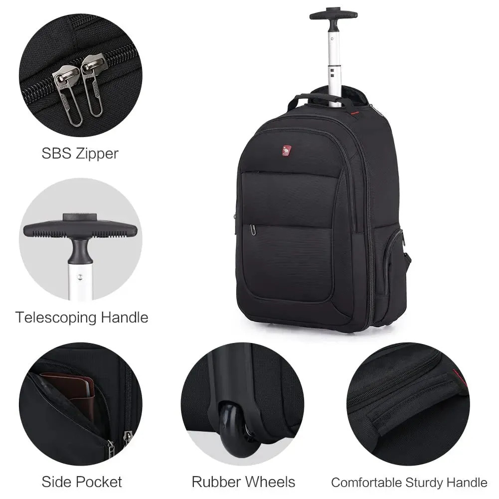 OIWAS travel bag with wheels | 15.6 inch laptop bag | 55x40x20 hand luggage backpack |backpack trolley simple hand luggage for business travel and vacation