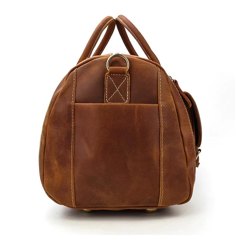 Oliver Retro Large Cow Leather Duffel Bag With Shoe Pocket