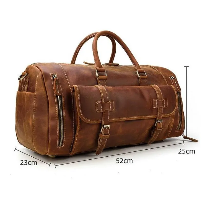 Oliver Retro Large Cow Leather Duffel Bag With Shoe Pocket