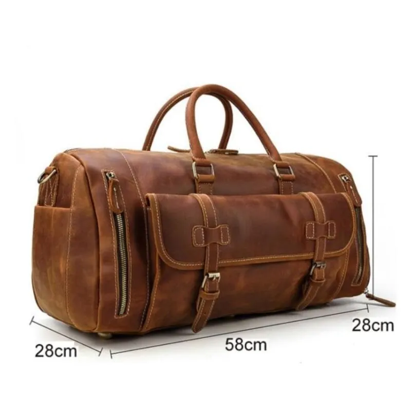 Oliver Retro Large Cow Leather Duffel Bag With Shoe Pocket