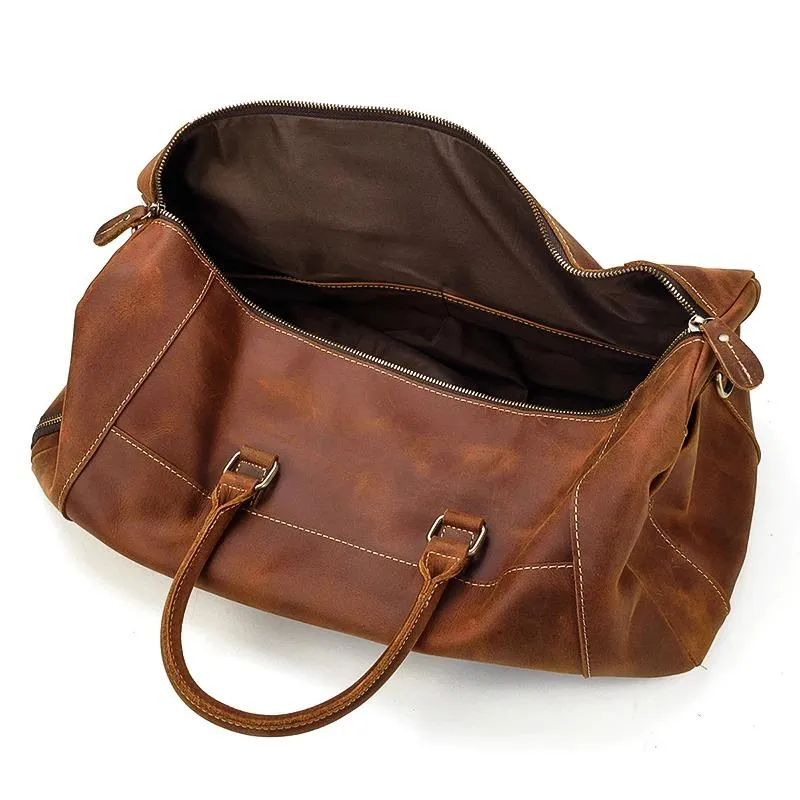 Oliver Retro Large Cow Leather Duffel Bag With Shoe Pocket