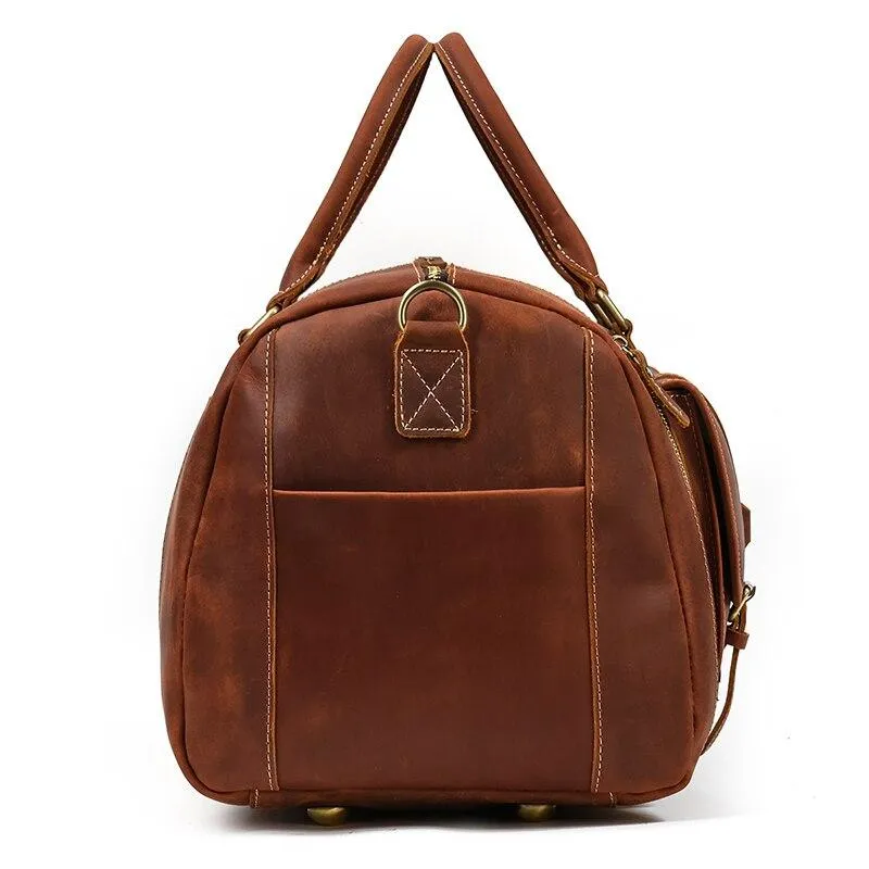 Oliver Retro Large Cow Leather Duffel Bag With Shoe Pocket
