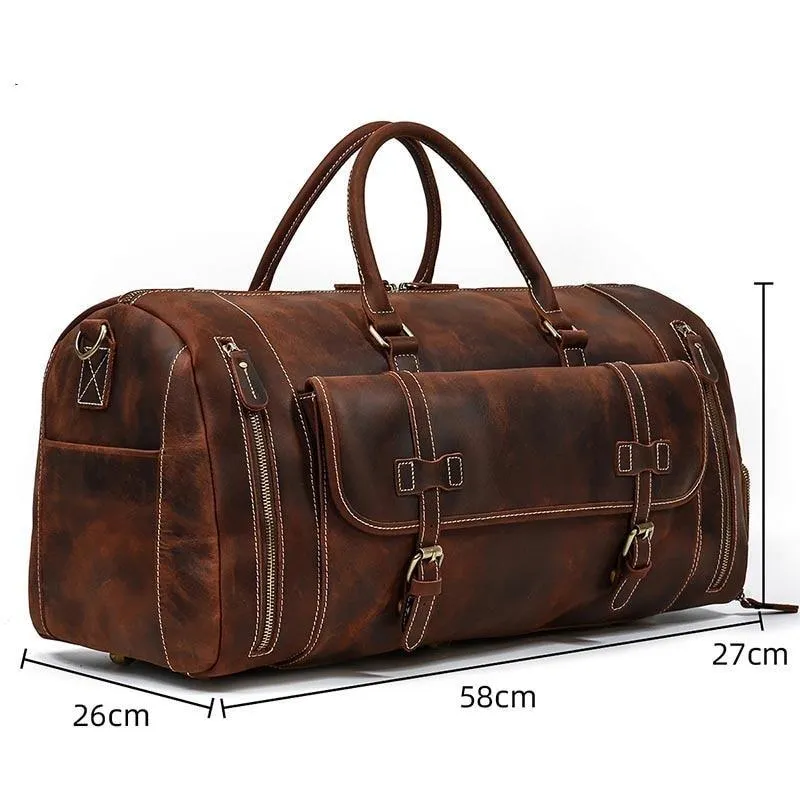 Oliver Retro Large Cow Leather Duffel Bag With Shoe Pocket