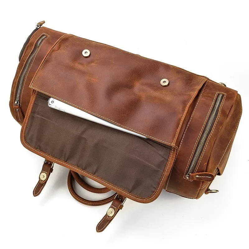 Oliver Retro Large Cow Leather Duffel Bag With Shoe Pocket