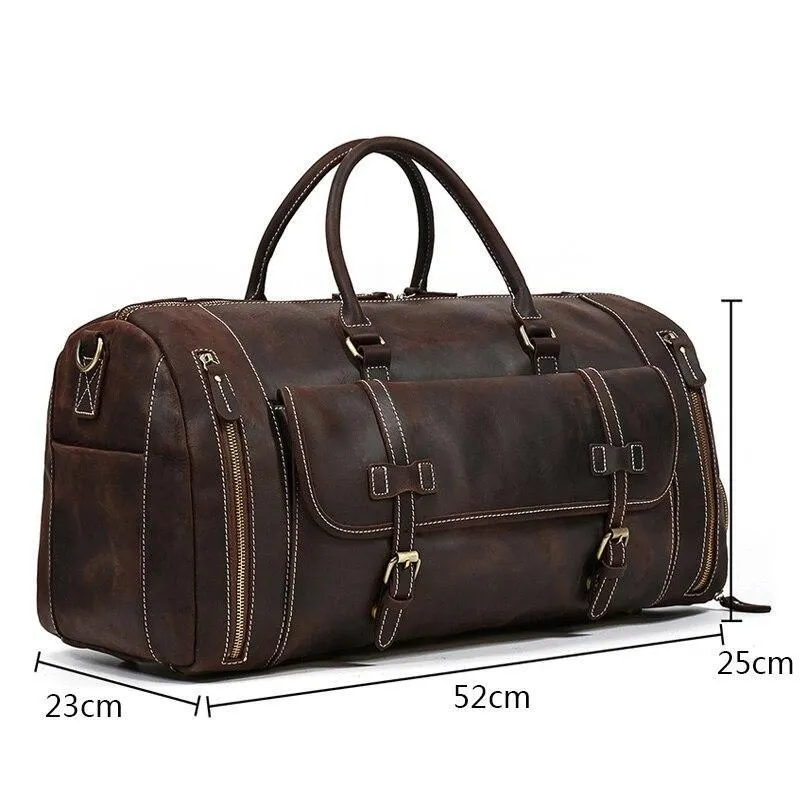 Oliver Retro Large Cow Leather Duffel Bag With Shoe Pocket