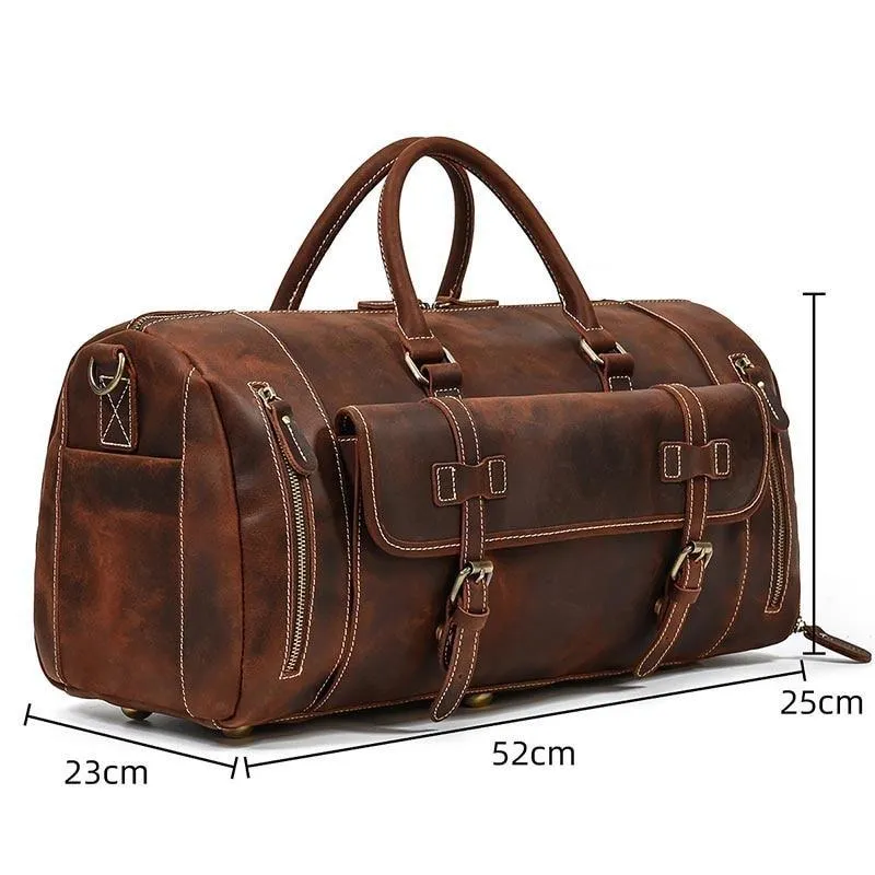 Oliver Retro Large Cow Leather Duffel Bag With Shoe Pocket