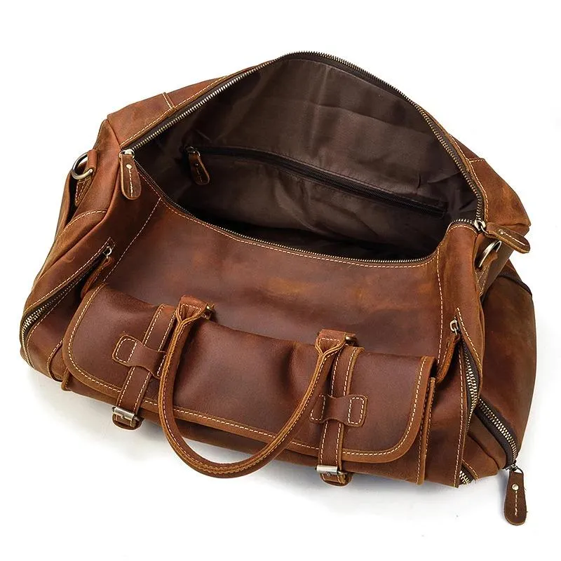Oliver Retro Large Cow Leather Duffel Bag With Shoe Pocket