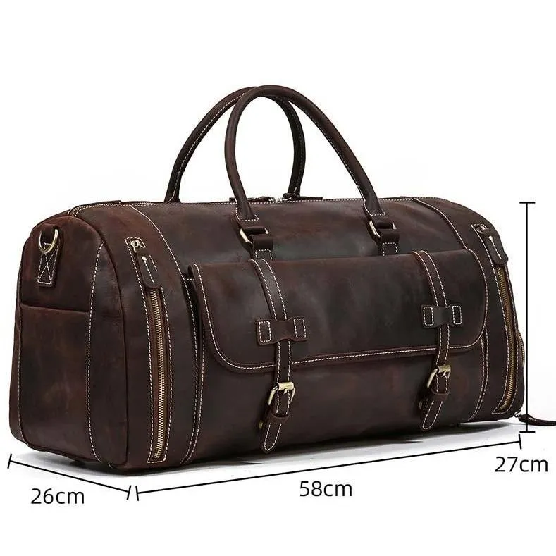 Oliver Retro Large Cow Leather Duffel Bag With Shoe Pocket