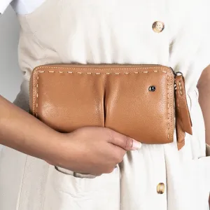 Olwethu : Ladies Leather Clutch Purse in Oak Cayak