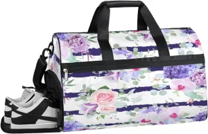 Orchid Iris Gym Duffle Bag for Women Men 35L Sports Bags Bell Flower Travel Duffel with Shoe Compartment Large Weekender Overnight