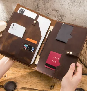 Organizer Folders, Leather cover ,Business Briefcase,Men's Leather Portfolio,Personalized Anniversary Gift for Him/ CF2002