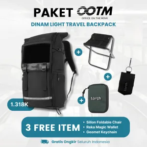 Paket Office On The Move - Dinam Light Travel Backpack Gratis Sillon Foldable Chair   Reka Magic Wallet   Geomet Keychain