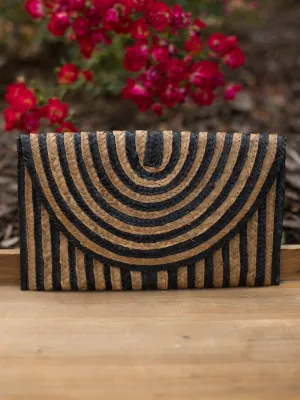 Palm Oasis Clutch - Black and Natural