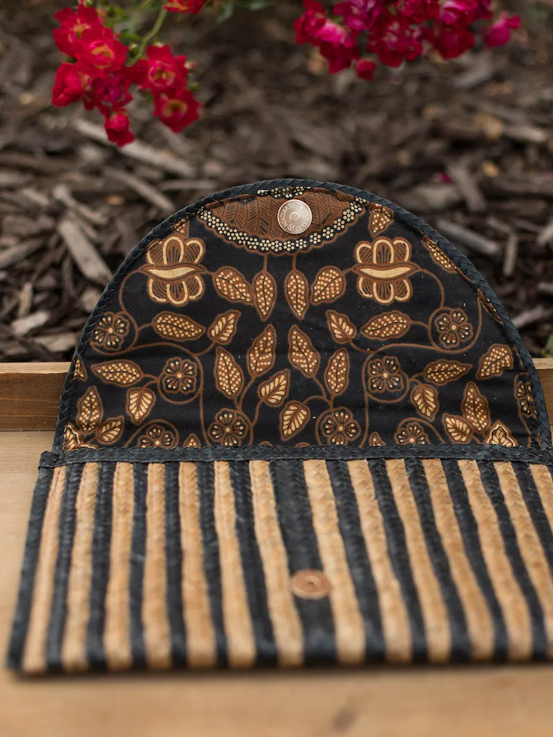 Palm Oasis Clutch - Black and Natural