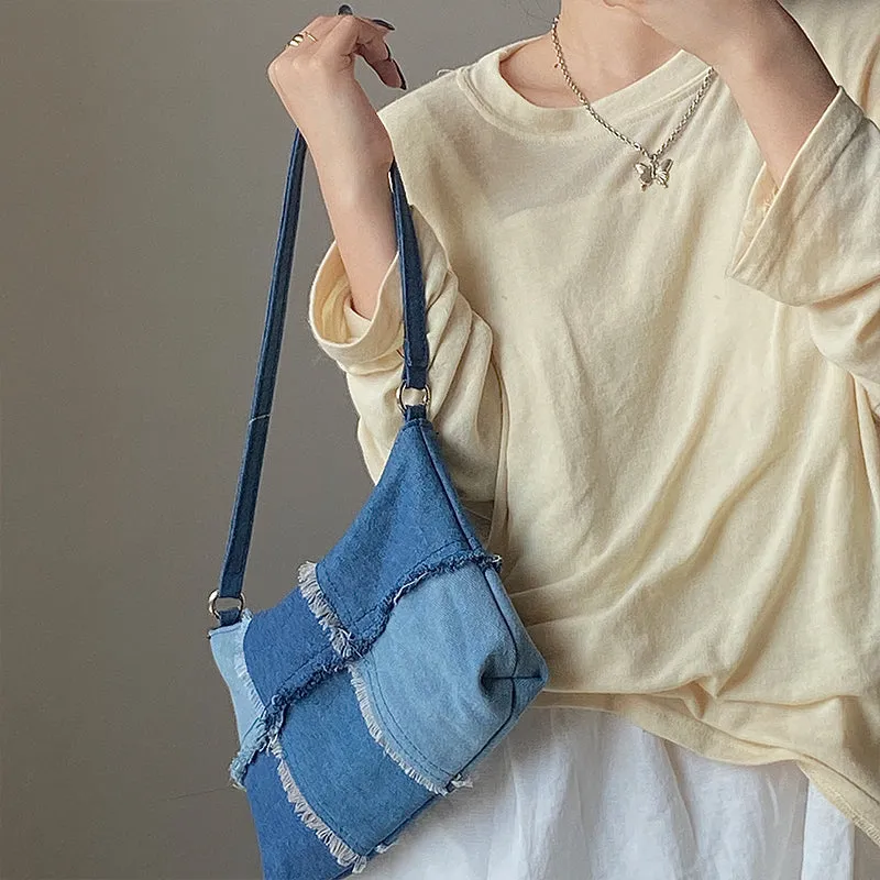 Patchwork Denim Underarm Bag