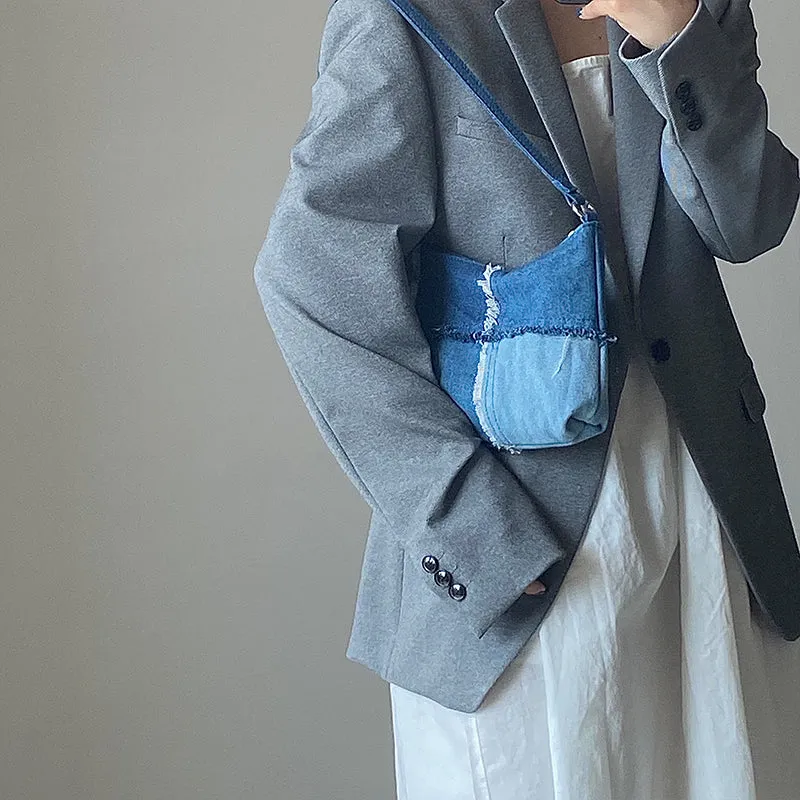 Patchwork Denim Underarm Bag