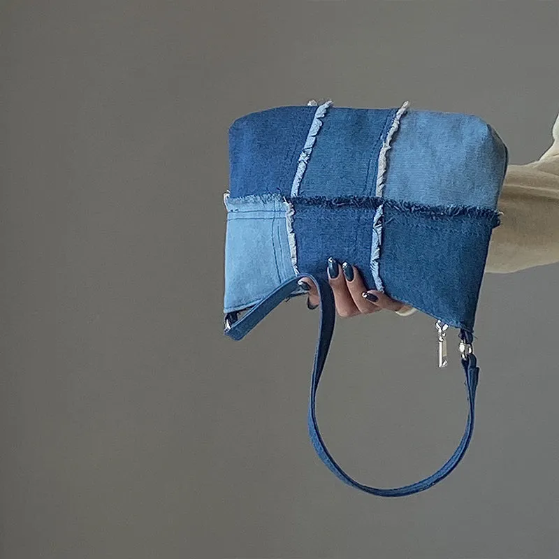 Patchwork Denim Underarm Bag