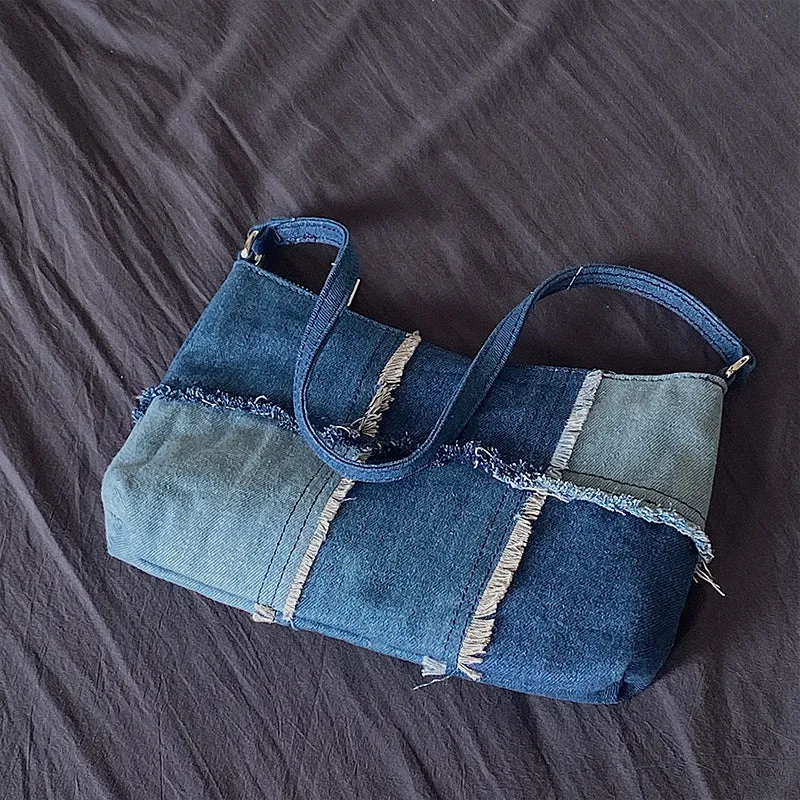 Patchwork Denim Underarm Bag