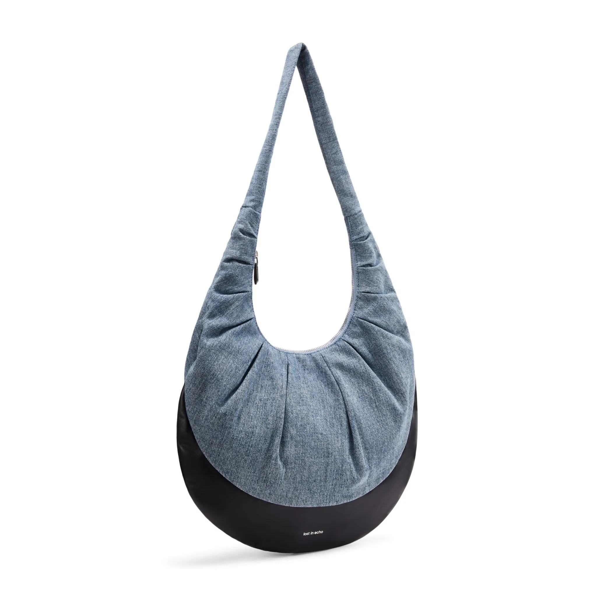 Patchwork Pleated Denim Drop Bag