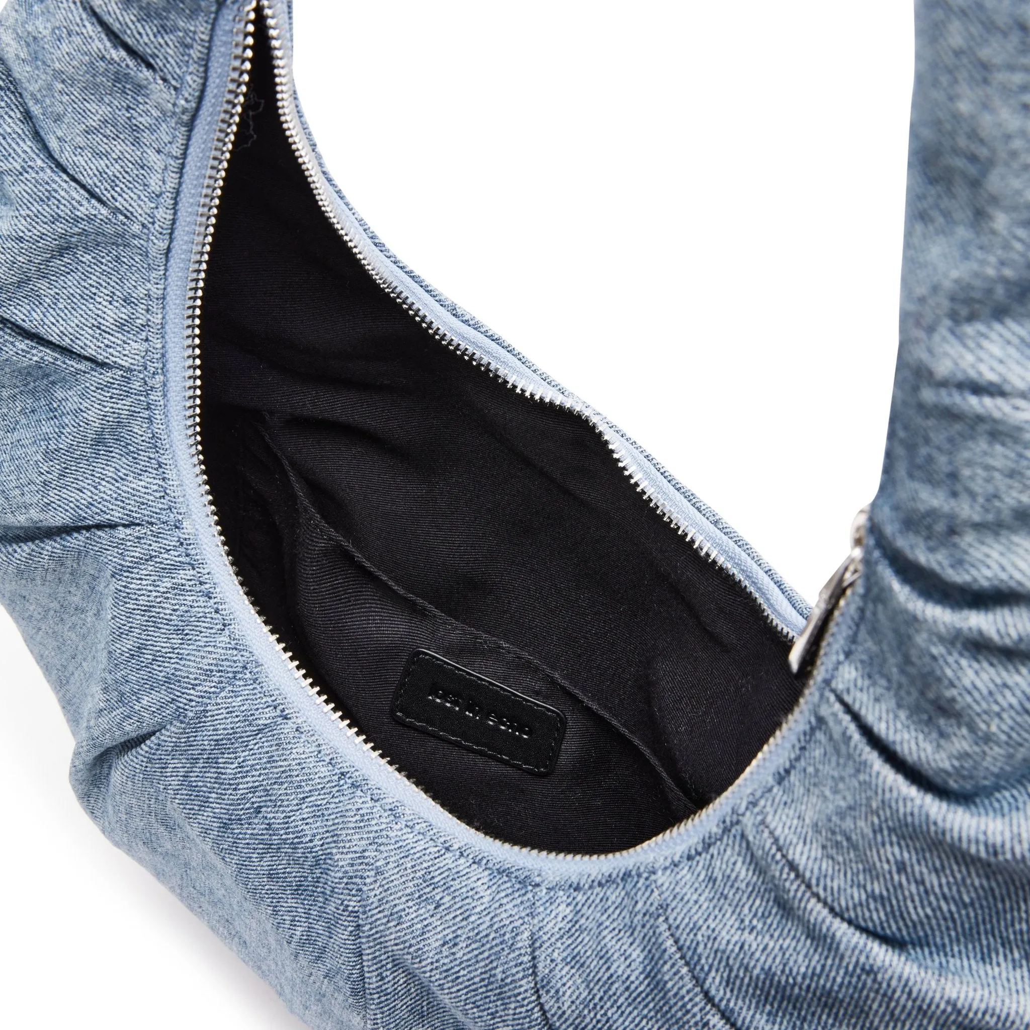 Patchwork Pleated Denim Drop Bag
