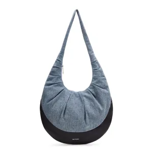 Patchwork Pleated Denim Drop Bag