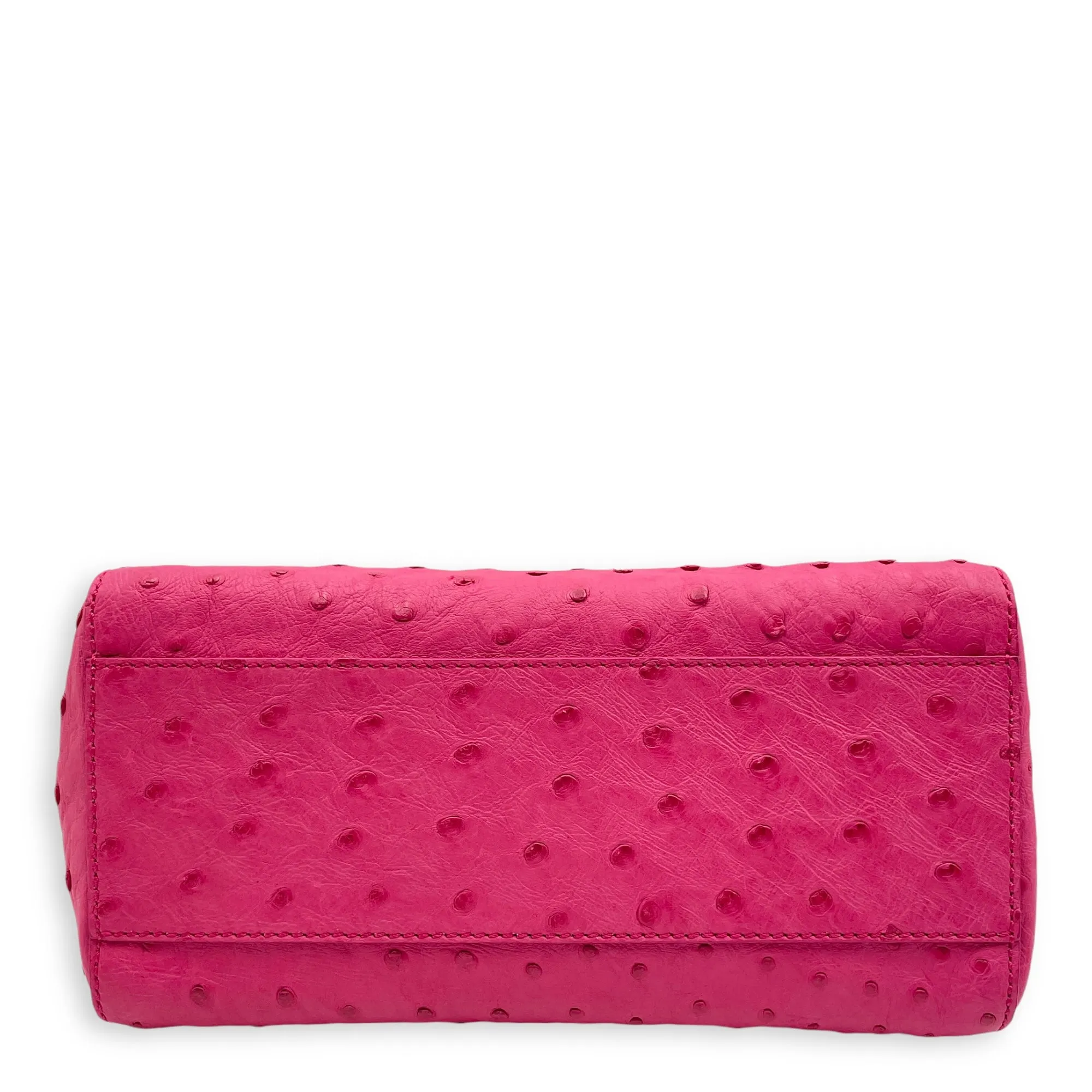 Peekaboo Mini Pink Crossbody Bag in Ostrich, Gold hardware