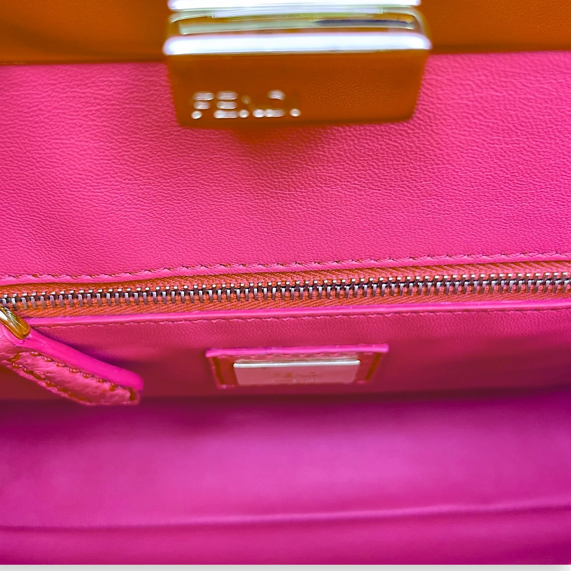 Peekaboo Mini Pink Crossbody Bag in Ostrich, Gold hardware