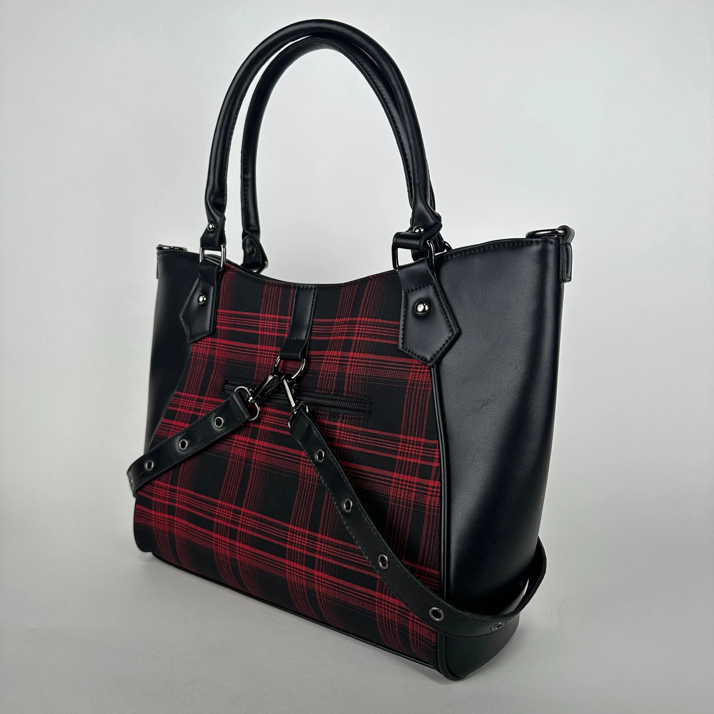 Pentagram Plaid Tote In Red
