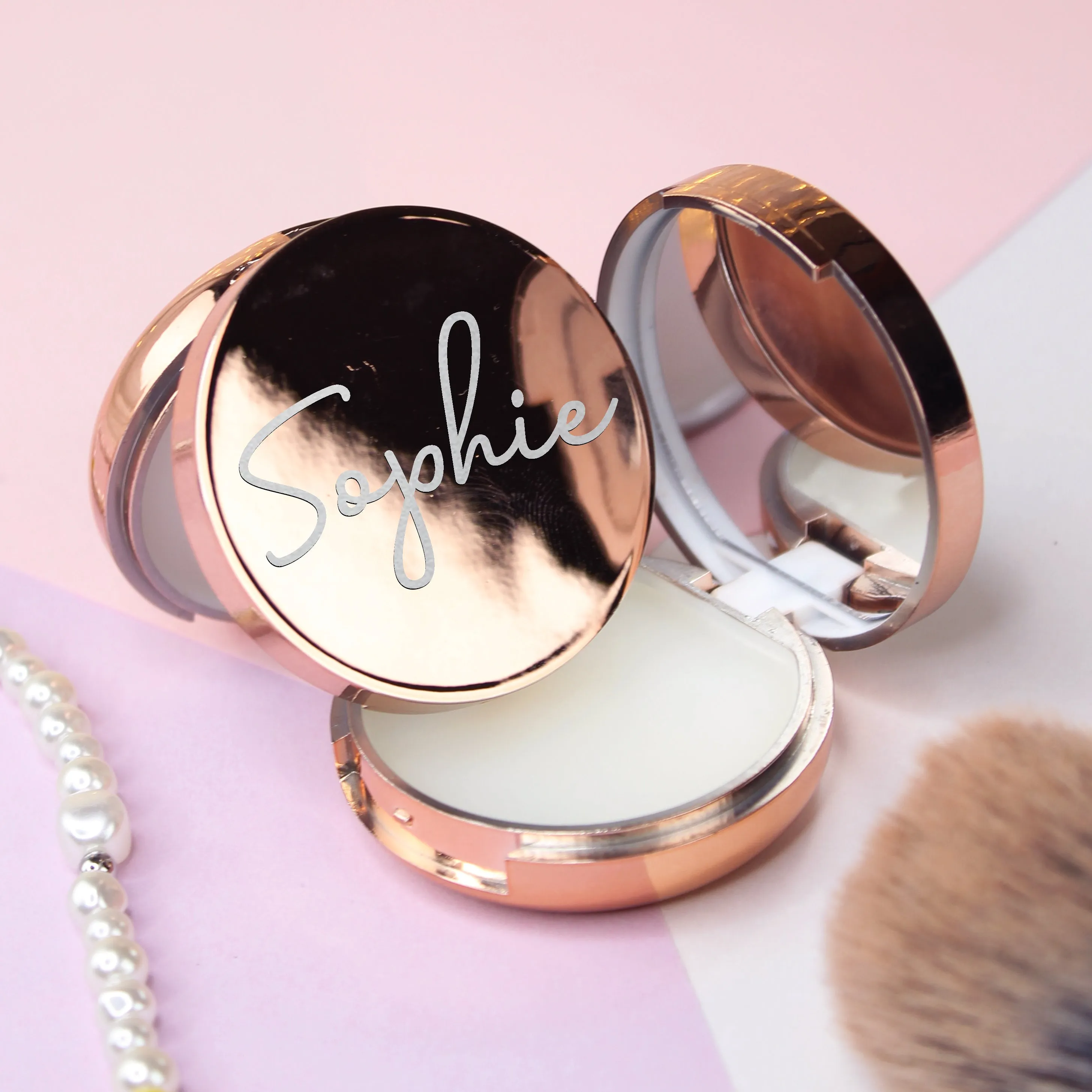 Personalised Vanilla Scented Lip Balm with Mirror - Any Name