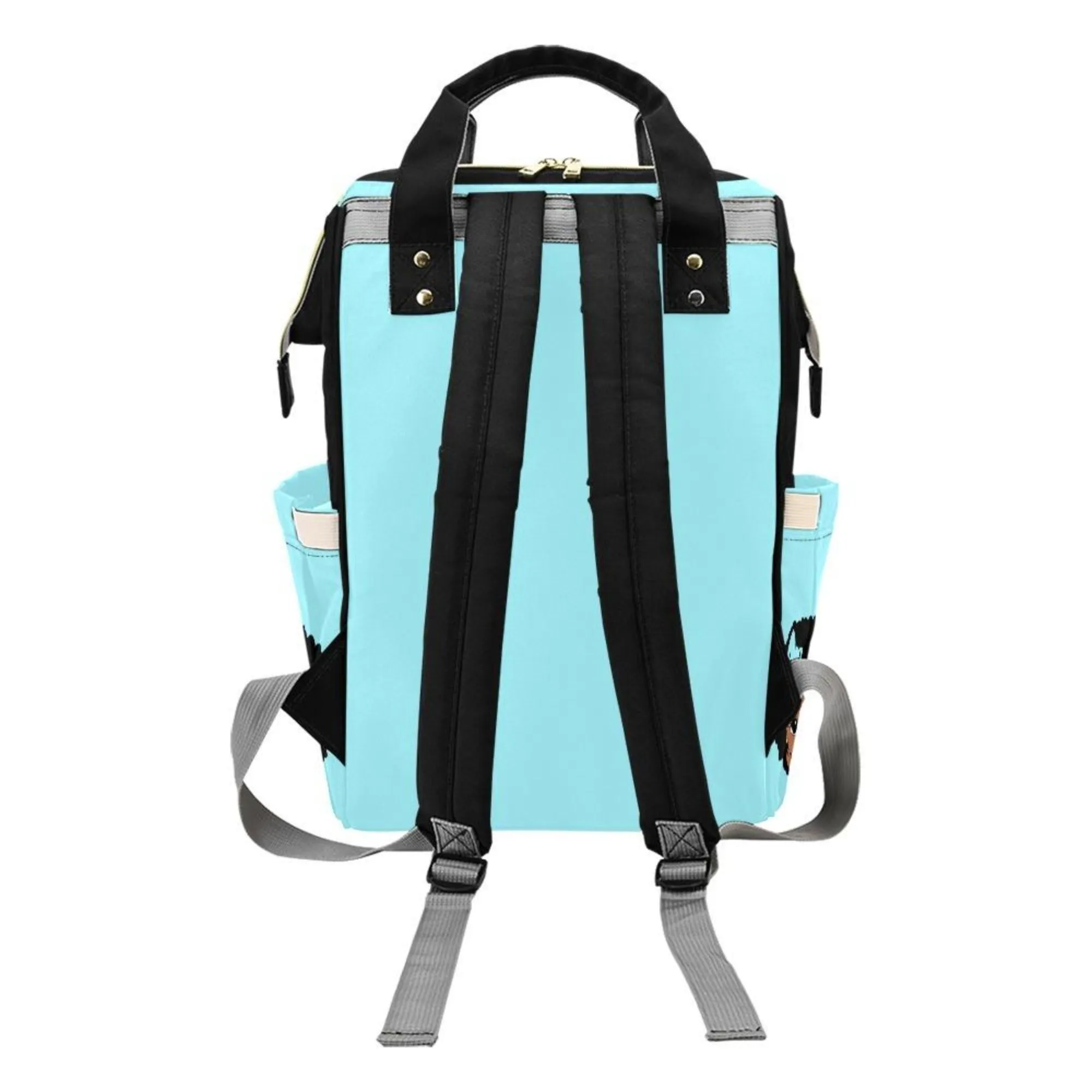 Personalize Optional - Designer Diaper Bags - African American Baby Girl Natural Curls And Electric Blue Bow - Waterproof Multi-Function Backpack