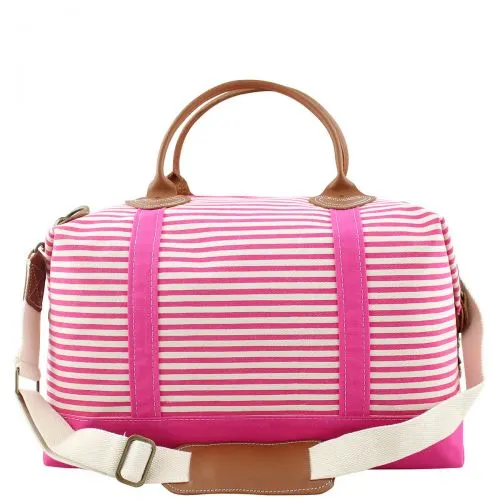 Personalized Canvas Striped Weekender Choose Colors