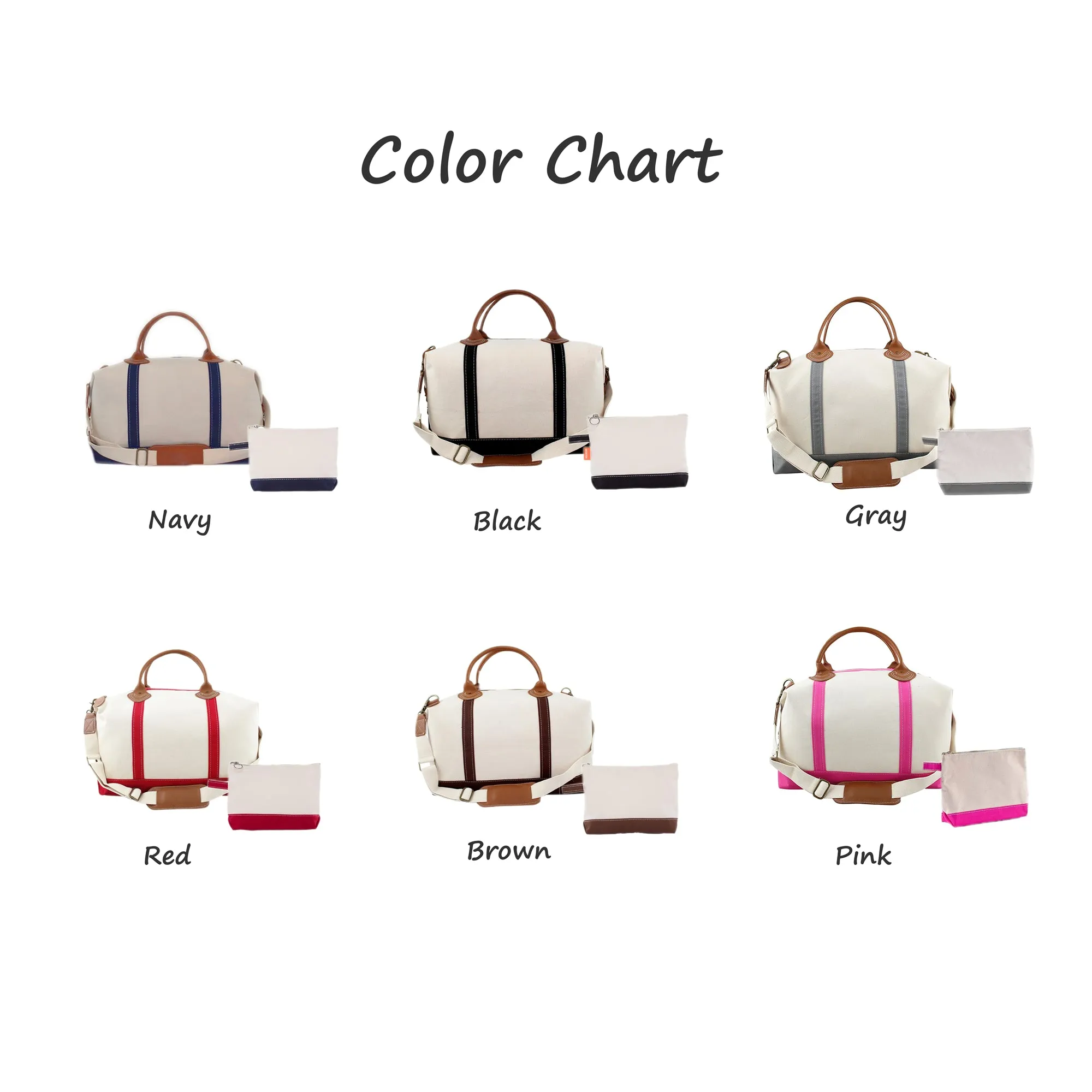 Personalized Weekender Duffel Bag with Matching Cosmetic Bag