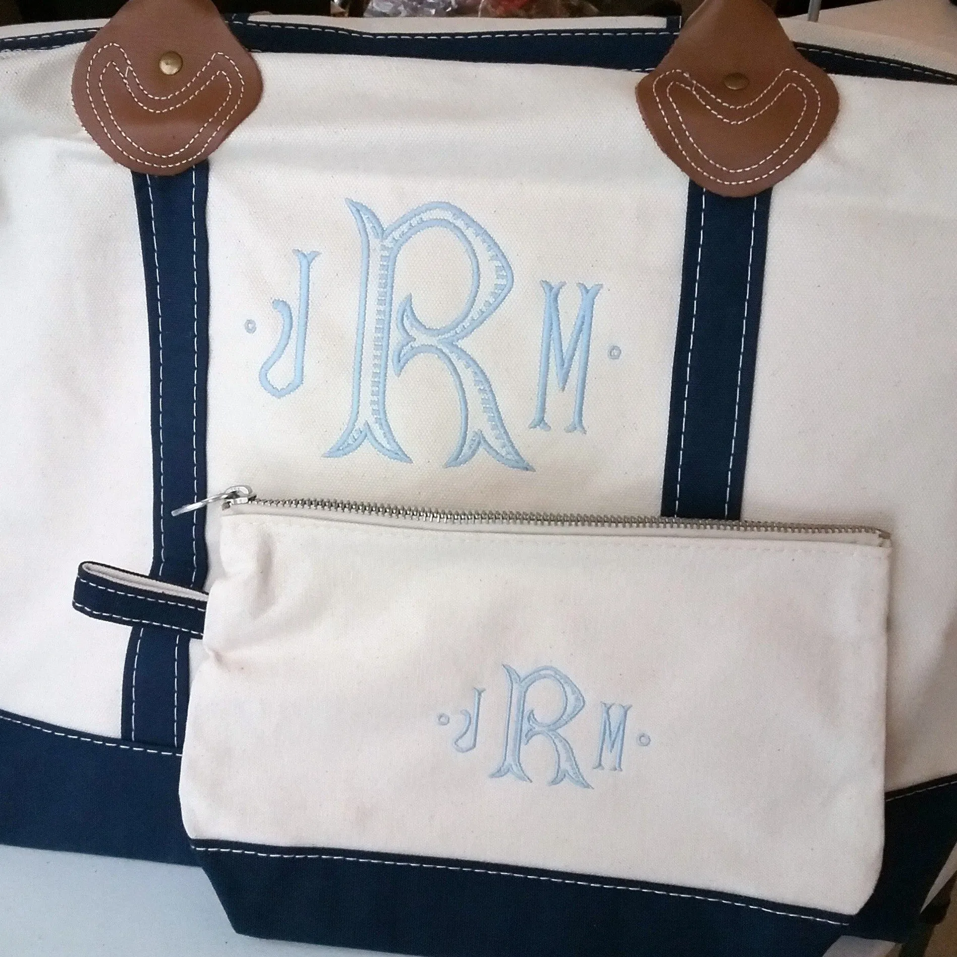 Personalized Weekender Duffel Bag with Matching Cosmetic Bag