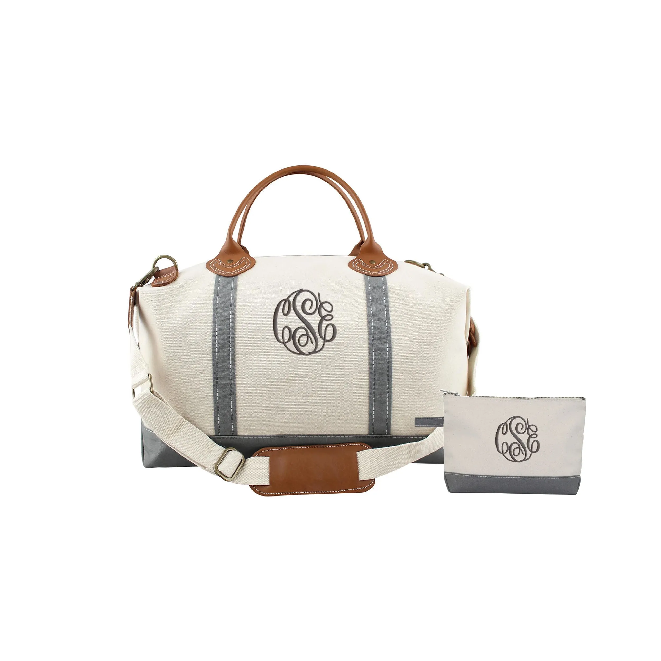 Personalized Weekender Duffel Bag with Matching Cosmetic Bag