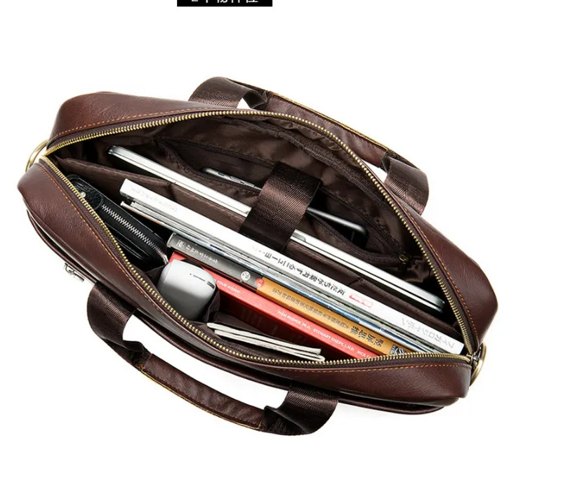 Pesonalized Full Grain Leather Briefcase for Men, Shoulder Bag, Top Handle Bag, Leather Laptop Bag, Graduation Gift for Him 3591