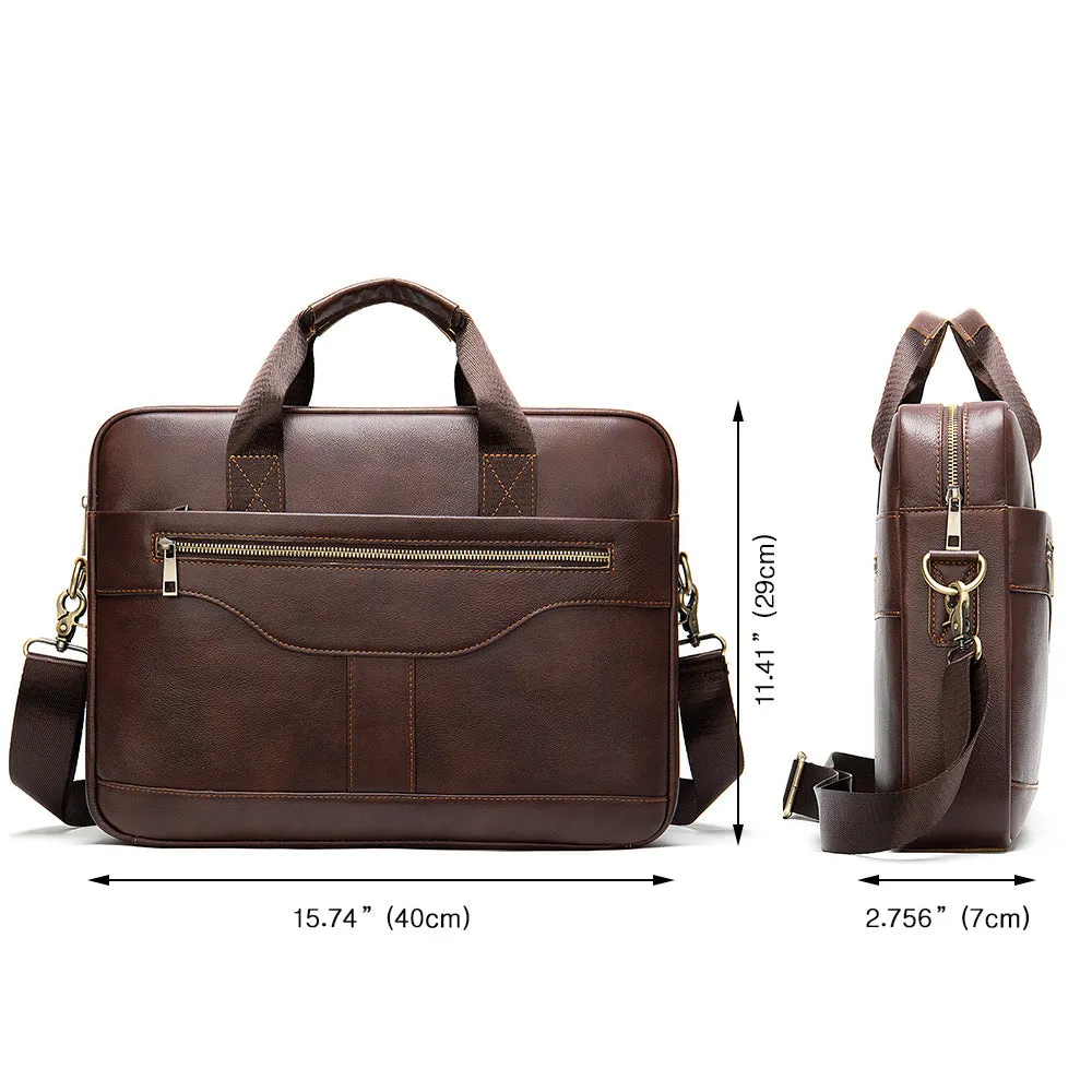 Pesonalized Full Grain Leather Briefcase for Men, Shoulder Bag, Top Handle Bag, Leather Laptop Bag, Graduation Gift for Him 3591