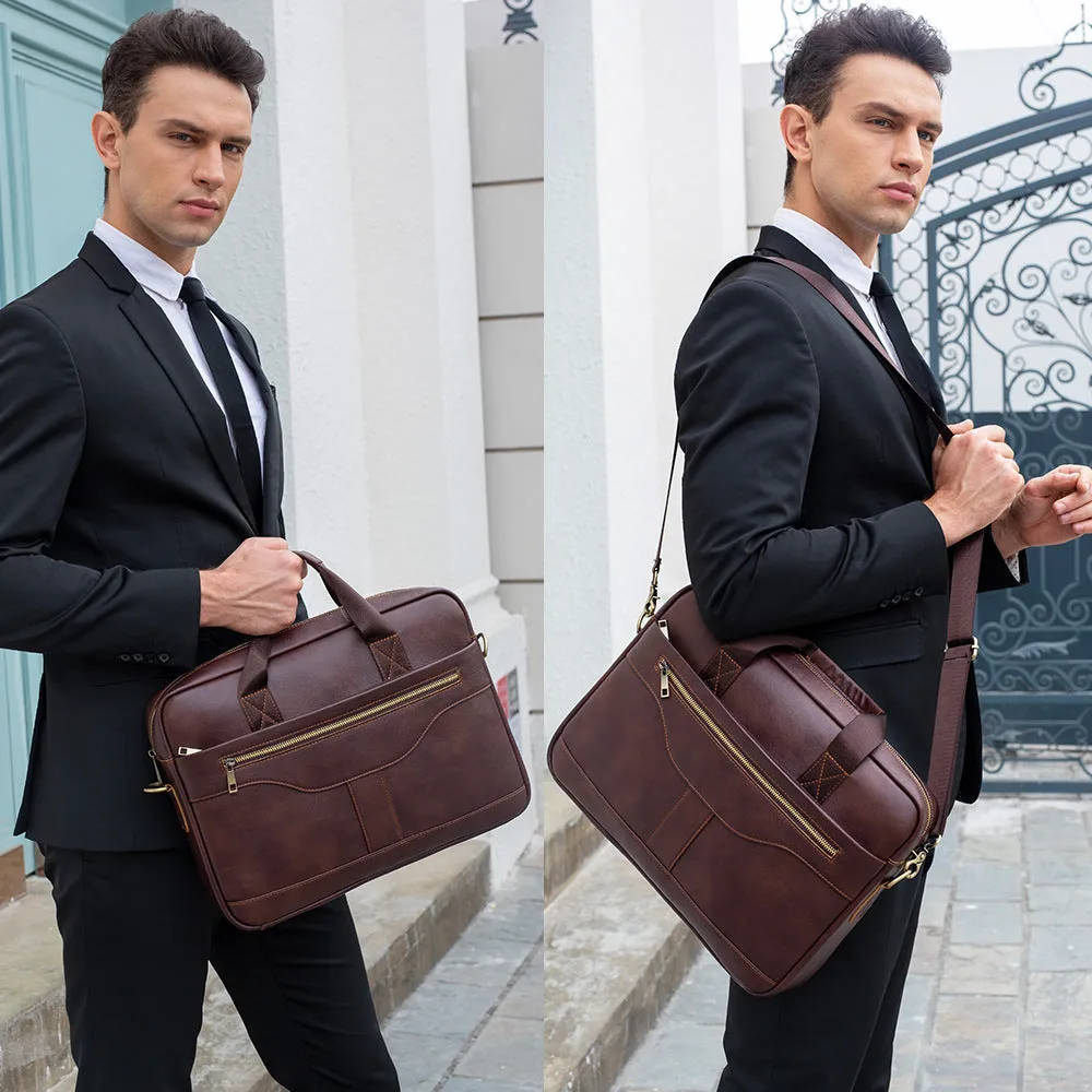 Pesonalized Full Grain Leather Briefcase for Men, Shoulder Bag, Top Handle Bag, Leather Laptop Bag, Graduation Gift for Him 3591