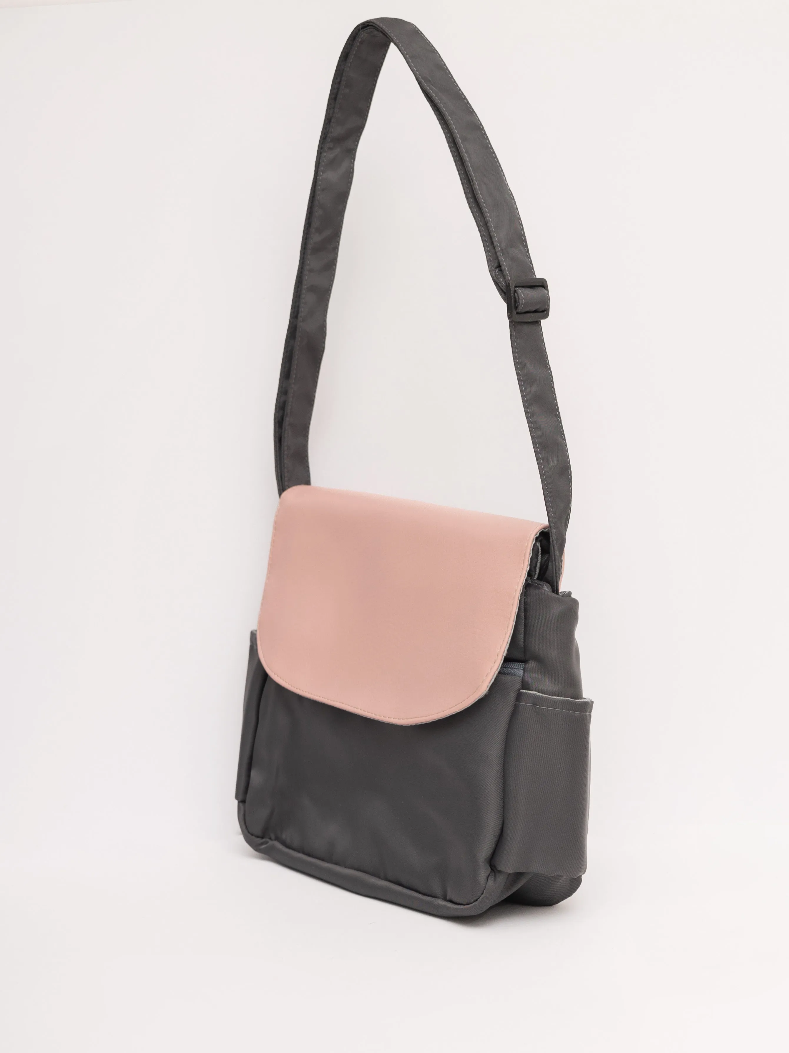 Pink Grey Multi-Carry Crossbody Bag