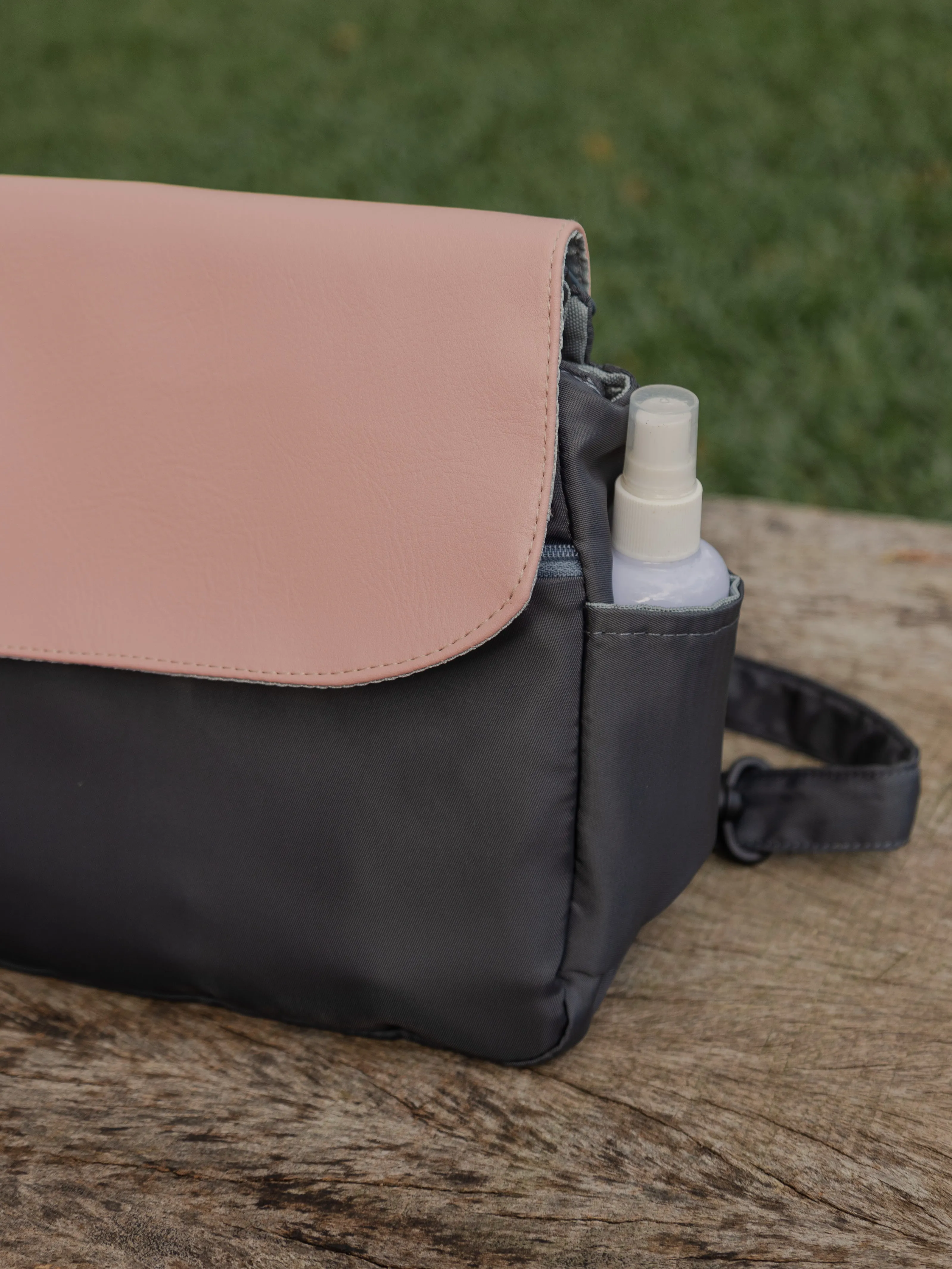 Pink Grey Multi-Carry Crossbody Bag