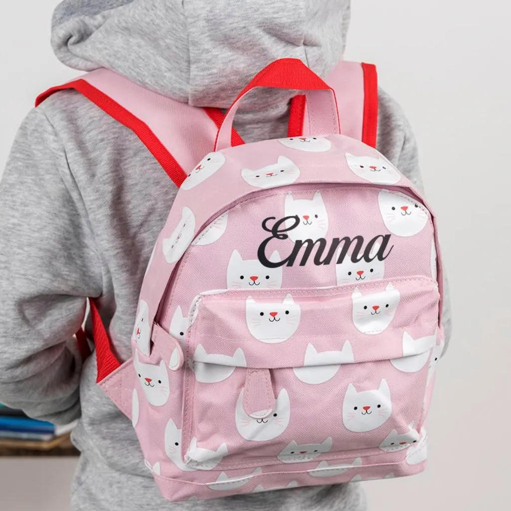 Pink Kitten Children's Personalised Backpack
