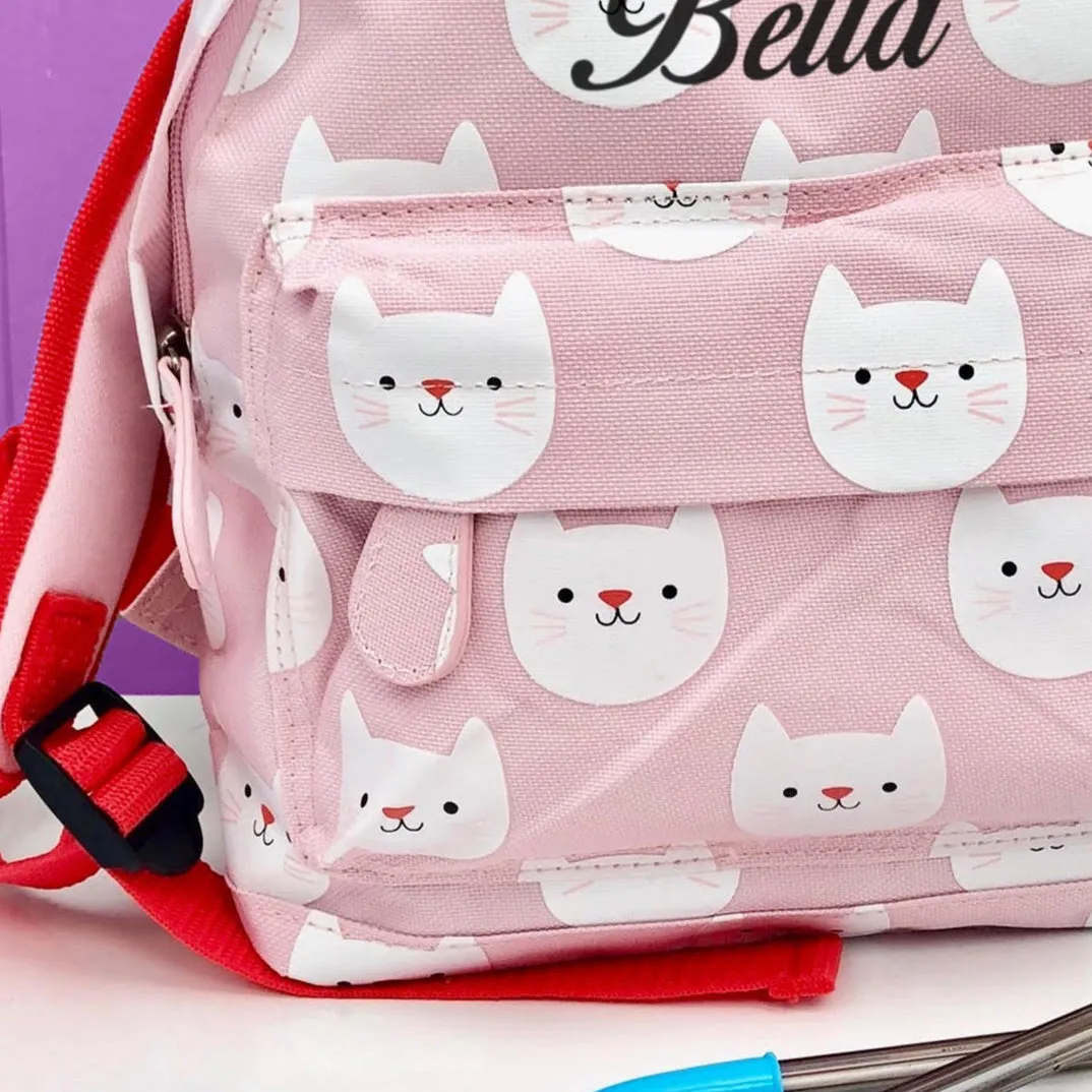 Pink Kitten Children's Personalised Backpack