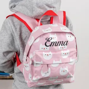 Pink Kitten Children's Personalised Backpack