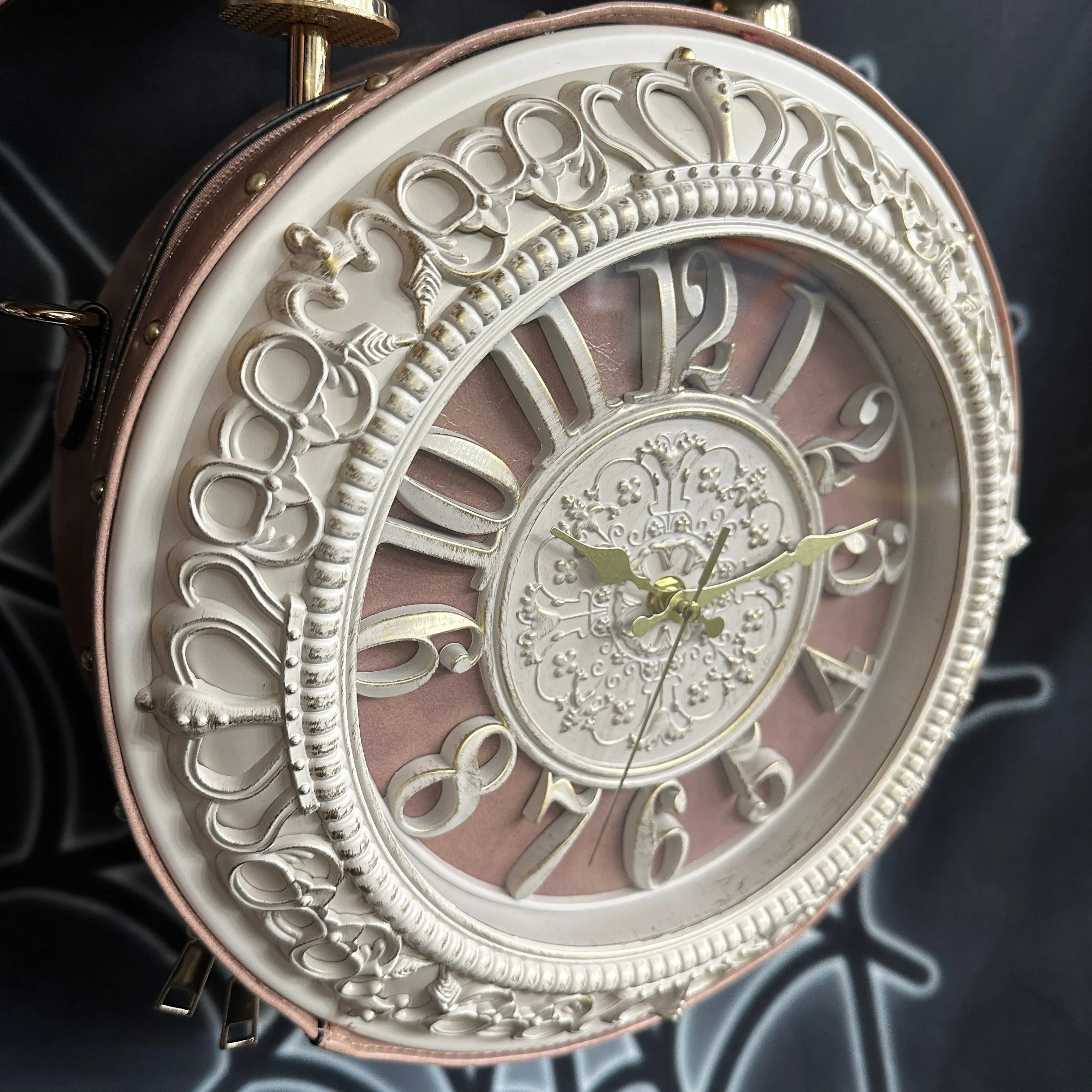 Pink Vintage Clock Convertible Handbag